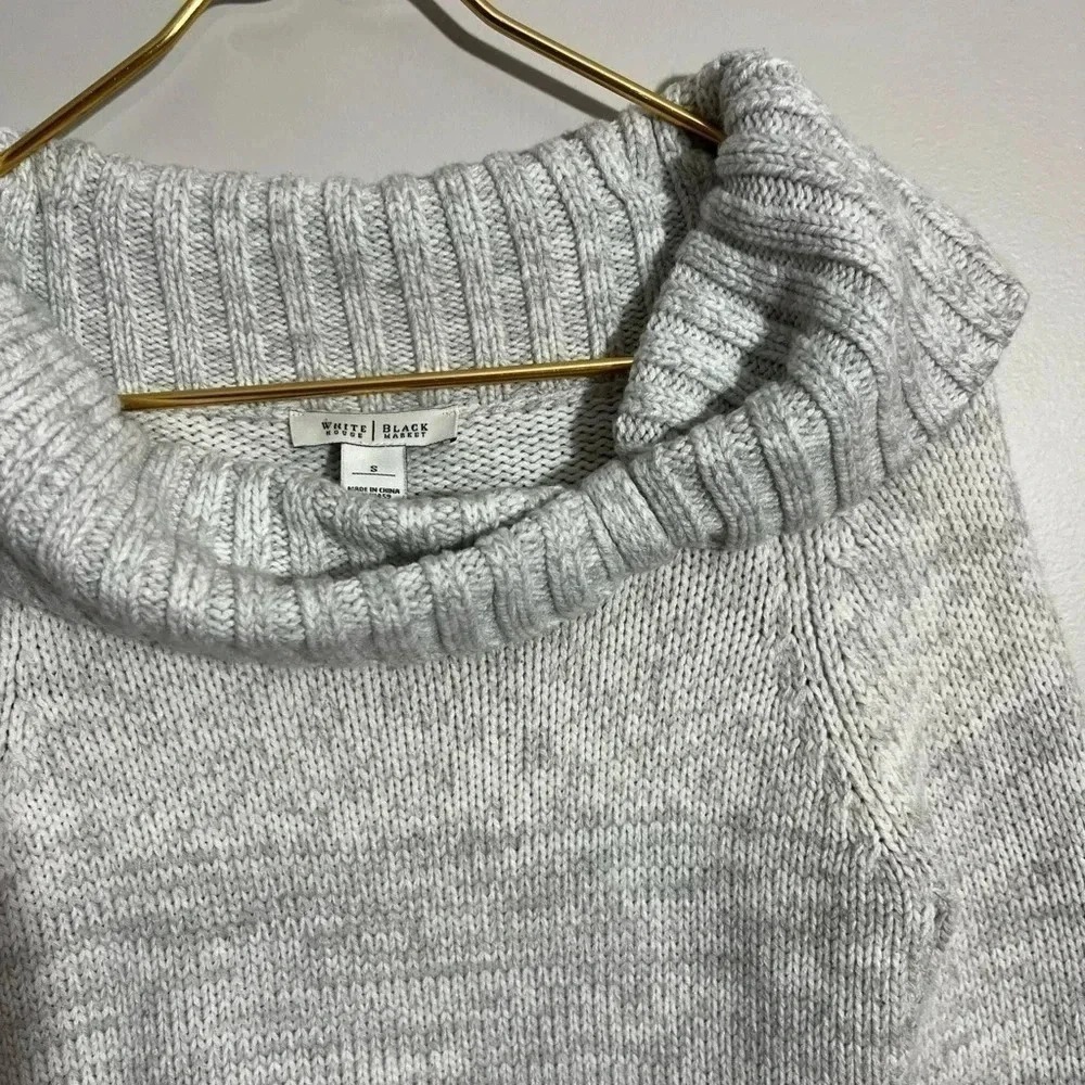 White House Black Market‎ Gray Cowl Neck Marl Knit Sweater Womens Small - Picture 2 of 3